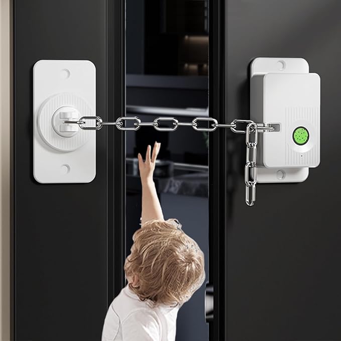Fingerprint Child Proof Door Lock, Refrigerator Lock with Fingerprint & Door Locks for Kids safety, for Door Lock, Fridge Lock, Cabinet Locks and Window Locks, Strong Adhesive No Drilling