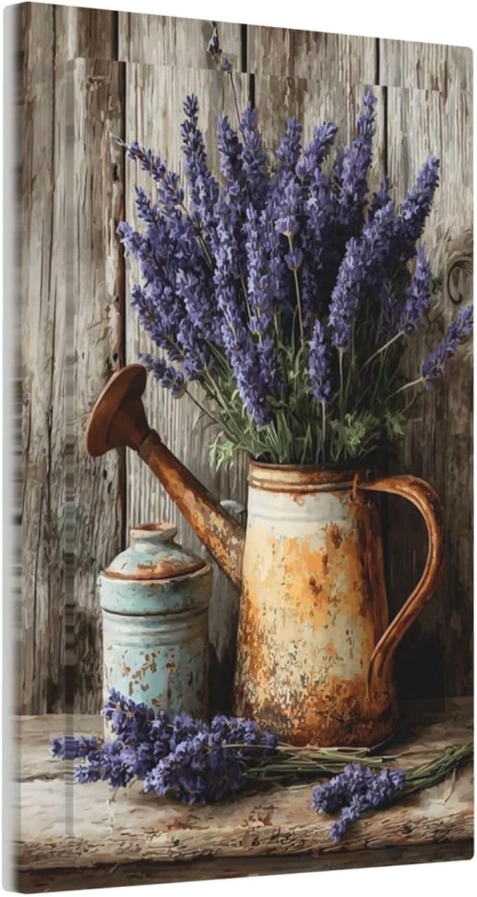 Rustic Flowers Lavender Purple Floral Oil Painting Light Switch Cover Plate 1 Gang No Device Blank Electrical Wall Plates Faceplate Decorative Switch Plate Covers for Farmhouse Bedroom Decor