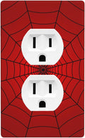 Red Spider Web 1-Gang Duplex Wall Plate, Hero Theme Cartoon Outlet Cover Decorative Faceplate for Boys Room, Game Room & Man Cave 4.50" x 2.76"