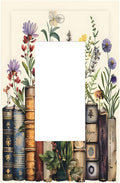 Plant Floral Books Colorful Flower Decorative Outlet Covers 1 Gang Single Rocker Light Switch Cover Plate Wall Plates GFCI Faceplate for Kids Room Bedroom Decor