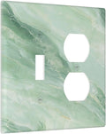 Outlet Covers Green Marble Luxury Abstract 2 Gang Decorative Switch Plates 1 Toggle Duplex Combo Light Switch Cover GFCI Electrical Wall Plates for Bathroom Bedroom Decor