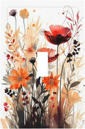 Decorative Light Switch Cover Country Watercolor Flowers Art Wildflower 1 Gang Single Toggle Decorator Outlet Wall Plate Device Electrical Faceplate Switchplates for Bedroom Cabin Decor