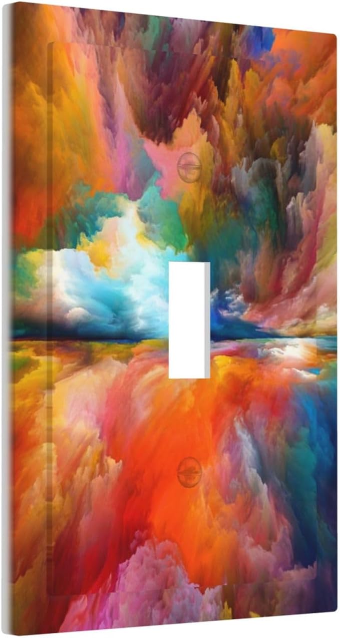 Light Switch Cover Plate Iridescent Abstract Colorful Clouds 1 Gang Single Toggle Rainbow Decorative Switch plates Outlet Cover Electrical Wall Plates Faceplate for Bathroom Home Decor