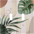 Vintage Abstract Retro Minimalist Aesthetic Art Mid Century Boho Sun Bohemian Palm Leaf Decorative 2-Gang Double Toggle Outlet Light Switch Wall Plate Electrical Receptacle Faceplate Cover Jumbo Size