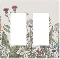 Vintage Colorful Wild Flower Floral 2 Gang Double GFCI Rocker Rocker/Decorator Light Switch Cover Decorative Outlet Wall Plate Electrical Faceplate Screwless
