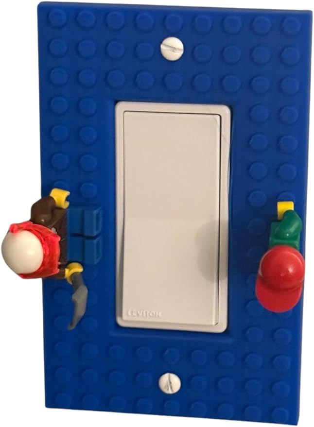 Brick Wall Plate, Rocker Toggle Light Switch Cover for Kids Bedroom, Game Room, 1-Gang (Blue)