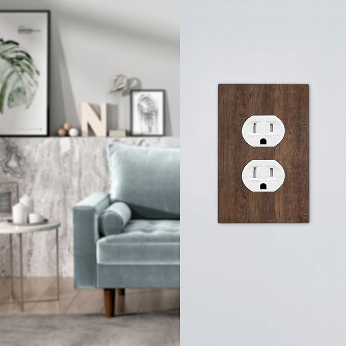 Outlet Covers Rustic Vintage Wood Grain Brown 1 Gang Duplex Electrical Receptacle Faceplate Light Switch Cover Wall Plate Decorative Switch Plates for Farmhouse Cabin Decor