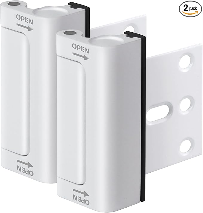 Home Security Door Reinforcement Lock, 2-Pack Upgraded White Front Door Locks for Kids Safety Withstand 800 lbs, Toddler Child Proof Door Lock, Extra Door Lock from Inside Prevent Unauthorized Entry