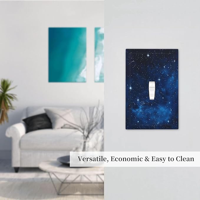 Light Switch Cover Plate Galaxy Starry Sky Universe Sparkle Stars 1 Gang Wall Plate Cover Single Toggle Outlet Covers Decorative Switch Plate Covers Electrical Faceplate for Bathroom Bedroom