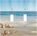 Decorative Light Switch Cover Plate Summer Beach Starfish Shells 2 Gang Switch Plate Covers Double Toggle Wall Plates Electrical Faceplate for Bathroom Home Decor