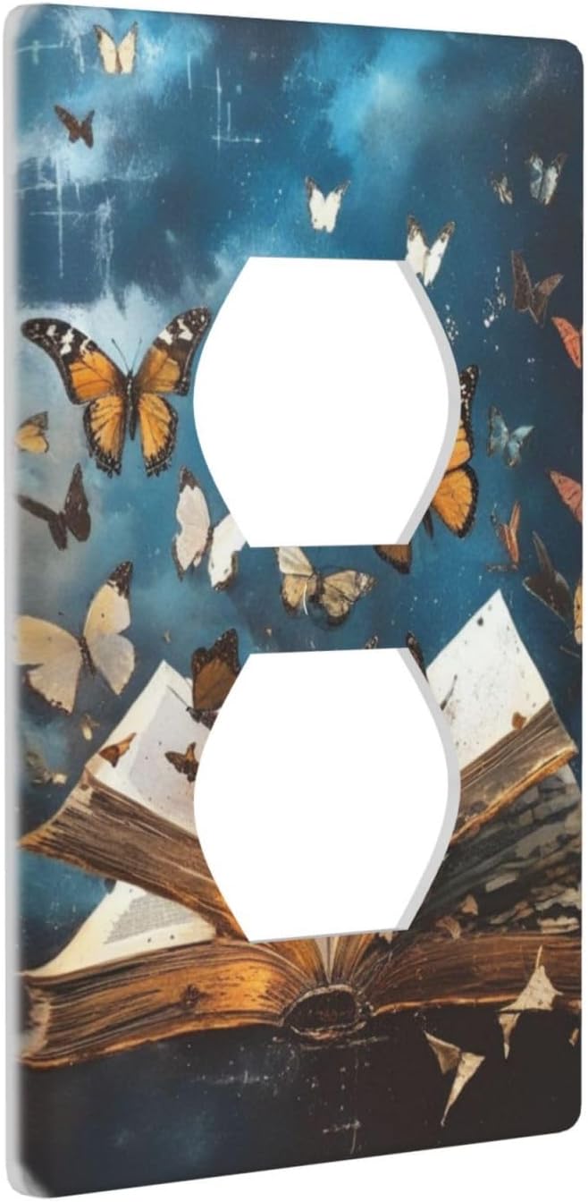 Decorative Art Light Switch Covers Butterflies from the Book 1 Gang Single Duplex Outlet Wall Plate Switchplate Electrical Faceplate for Home Decor