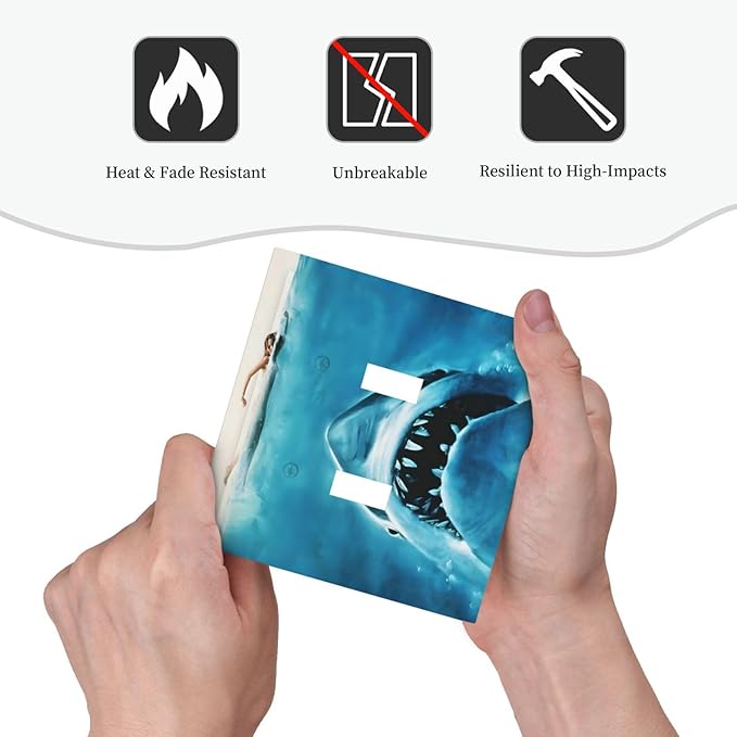 Swimming Woman Funny Shark Blue Ocean Decorative Switch Plates 2 Gang Double Toggle Outlet Light Switch Cover Wall Plate Electrical Faceplate for Kids Room Bedroom Decor