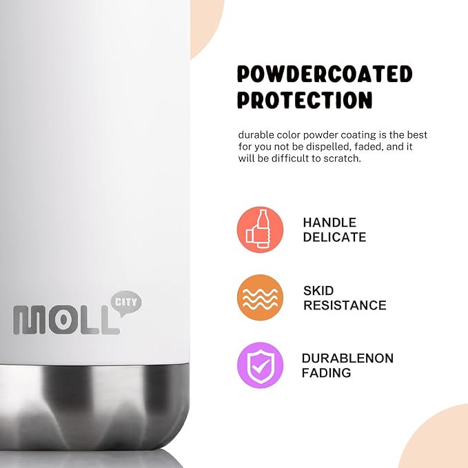 Small Water Bottles -9 oz Stainless Steel Insulated Water Bottles for Back to School Reusable Metal Flask for Girls (White)