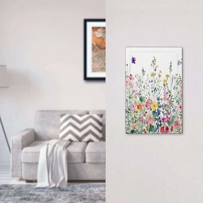 Light Switch Cover Plate Boho Colorful Flowers Plant Rustic Wildflower 1 Gang No Device Blank Electrical Wall Plates Faceplate Decorative Switch Plate for Bed Room Bathroom Decor