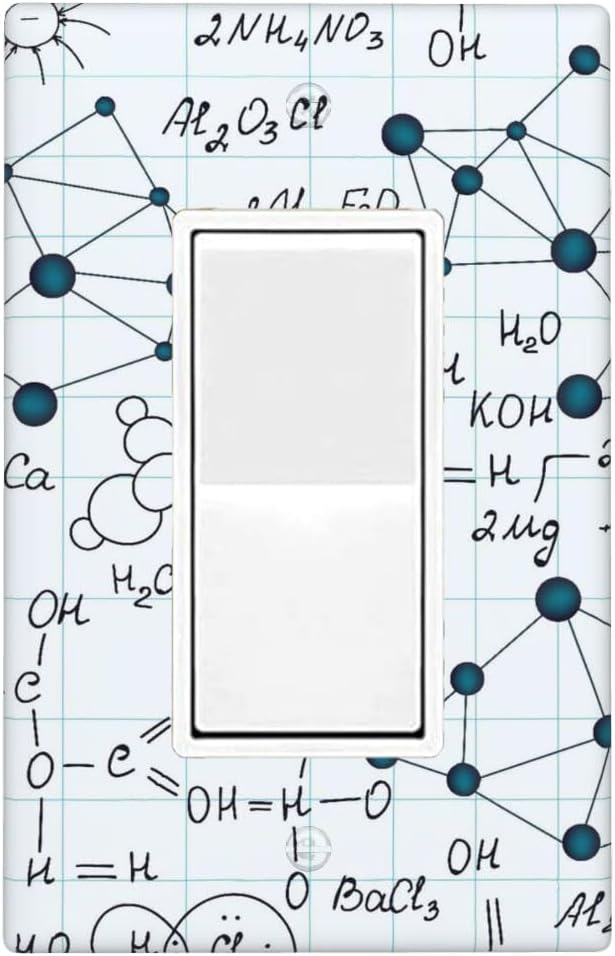 Chemical Formula 1-Gang Rocker Wall Plate, Light Blue Science Switch Plate for Classroom, Study Room, Office & Kids Room