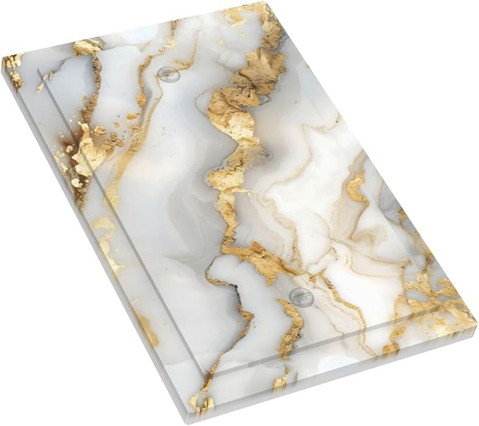 Luxurious White Gold Marble Patterns Abstract Light Switch Cover Plate 1 Gang No Device Blank Electrical Wall Plates Faceplate Decorative Switch Plate Covers for Bathroom Kitchen Decor