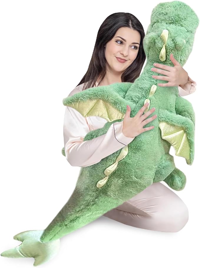 Pterosaur Stuffed Animal with Wings - Cute Soft Dinosaurs Plush Toys Little Flying Dragon Plushies Pillow Doll Christmas Birthday Gifts for Kids Boys Girls (Green,51.18inch/130cm)