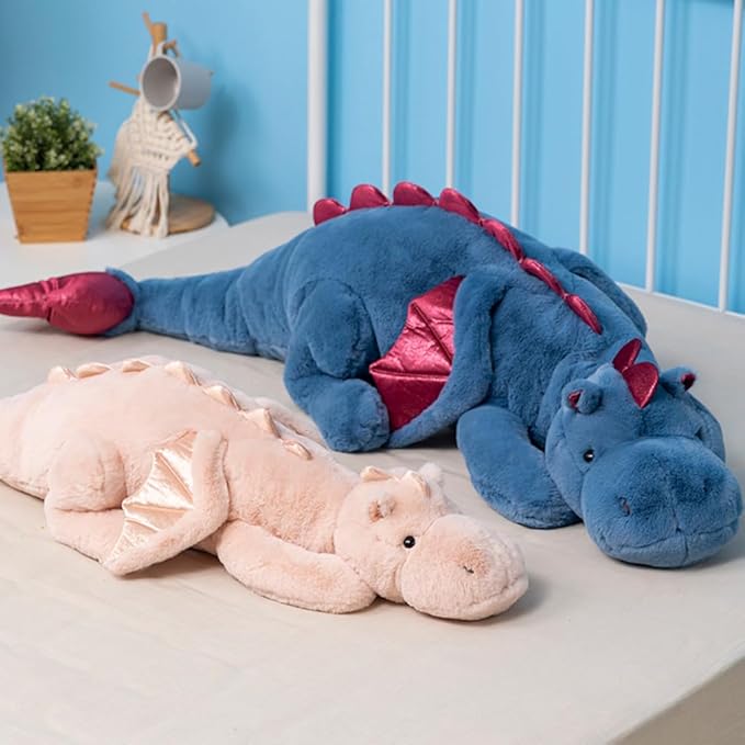 Weighted Stuffed Animals 10Lbs 35.4", Weighted Dragon Stuffed Animal for Kids and Adults, Heavy Weighted Stuffed Animals for Comfort and Relaxation. Blue, Pink, and Green Available