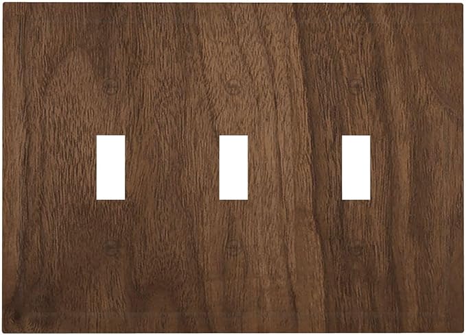 Decorative Light Switch Cover Plate Dark Brown Wood Grain 3 Gang Wall Plate Triple Toggle Switch Plate Covers Electrical Outlet Cover for Farmhouse Cabin Decor