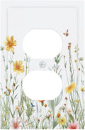Decorative Outlet Covers Rustic Colorful Floral Butterfly Watercolor Flowers 1 Gang Duplex Light Switch Cover Plate Electrical Switch plates WallPlates Socket Covers for Bathroom Bedroom