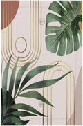 1-Gang No Device Decorative Blank Receptacle Wall Plate 70s Mid Century Bohemian Abstract Minimalist Boho Art Leaf Plant Light Switch Jumbo Size Electrical Face Plate Cover for Unused Outlets/Switches