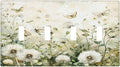 Light Switch Cover Plate Watercolor Butterflies Dandelions Wildflowers 4 Gang Quad Toggle Decorative Switch Plates Electrical Wall Plates Faceplate for Bathroom Bedroom Decor