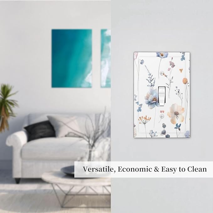 Wildflowers Plant Leaves Floral Berry Decorative Light Switch Cover 1 Gang Single Toggle Device Electrical Faceplate Switchplates Decorator Outlet Wall Plate for Bed Room Living Room Decor