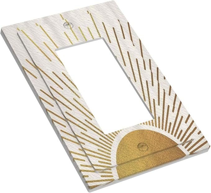 Decorative Outlet Covers Midcentury Golden Sun Minimalism Sunrise 1 Gang Single Decora GFCI Device Light Switch Cover Plate 1 Rocker Wall Plate Jumbo Switch Plate Cover for Home Decor