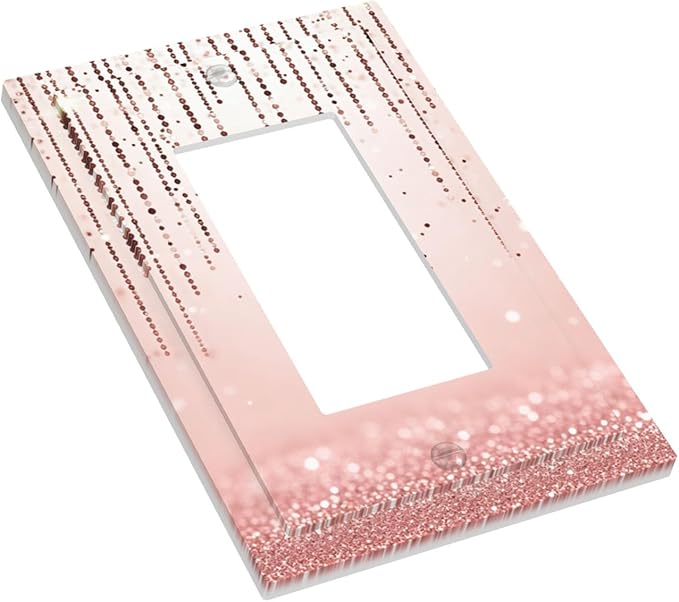 Rose Gold Pink 1-Gang Toggle Light Switch Plate, Draping Bead Printed Pattern Decorative Wall Plate, Modern Glam Home Decor