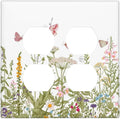 Colorful Butterfly Floral Plants Flower Vine Outlet Covers 2 Gang Double Duplex Decorative Light Switch Covers Electrical Wallplates Socket Faceplate for Bed Room Living Room Decor