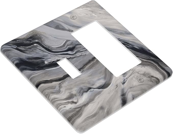 Grey And White Marble Abstract Art Print Outlet Covers 1 Toggle 1 Rocker Combination Decorative Wall Plate Electrical Switch Plates Light Switch Cover Plate for Bathroom Kitchen Decor