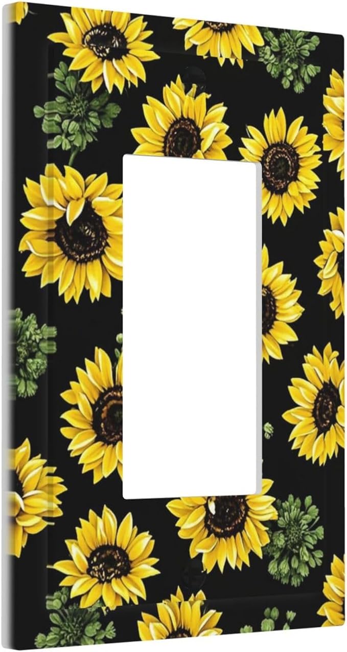 Decorative Outlet Covers Floral Sunflower Plants Flowers 1 Gang Single Rocker Light Switch Cover Plate Wall Plates Gfci Faceplate For Bed Room Farmhouse Decor