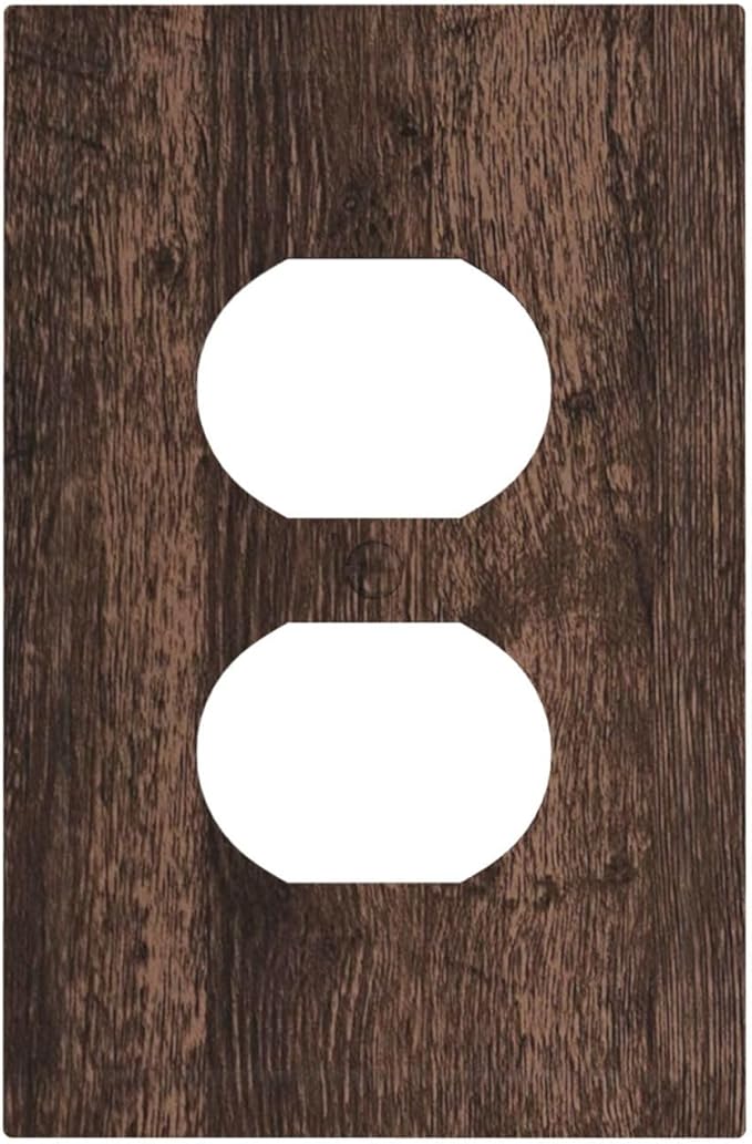Outlet Covers Rustic Brown Wood Plank Retro Wooden Board 1 Gang Duplex Light Switch Cover Plate Decorative Wall Plates Socket Cover Electrical Switchplate for Farmhouse Home Decor