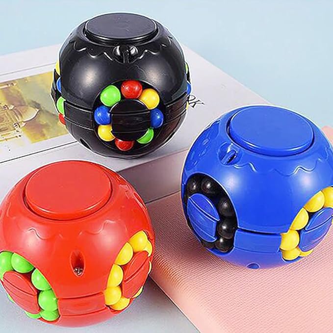 Rotating Bean Magic Cube Puzzle Fidget Toys Anti Stress Ball IQ Games Educational Sensory Easter Gift for Boys Girls Kids Children Adults (Black)