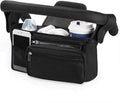 Universal Stroller Organizer with Insulated Cup Holder Detachable Phone Bag and Carry Strap Fits Uppababy, Baby Jogger, Britax, BOB, Umbrella and Pet Stroller and more (Black)