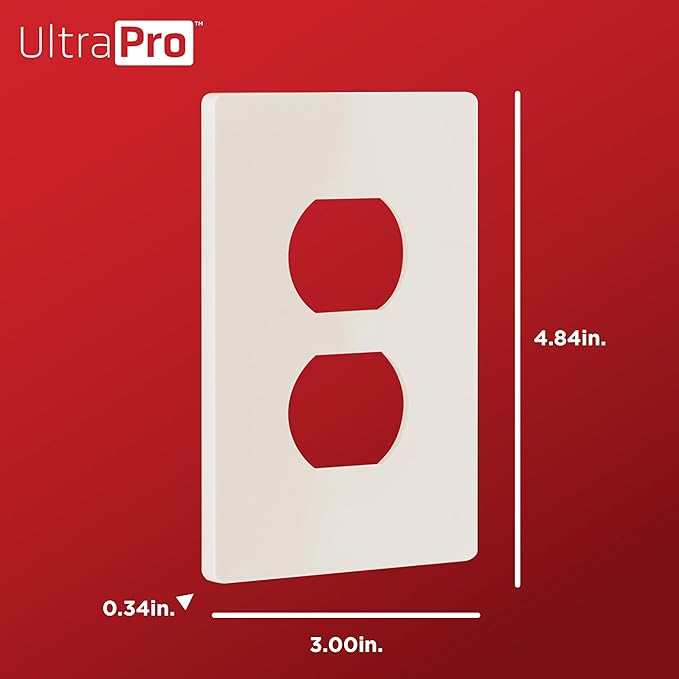 UltraPro Screwless Duplex Receptacle Wallplate, 1-Gang, Modern Snap-On Cover, Child-Safe, Durable Polycarbonate, Easy DIY Installation, Light Almond, 85752