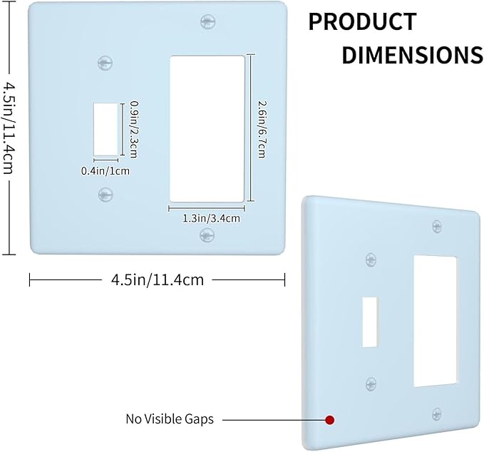 Aqua/Teal 2 Gang Combination Light Switch Cover Decorative 1-Toggle 1-Decorator Wall Plate Electrical GFCI Combo Receptacle Faceplate