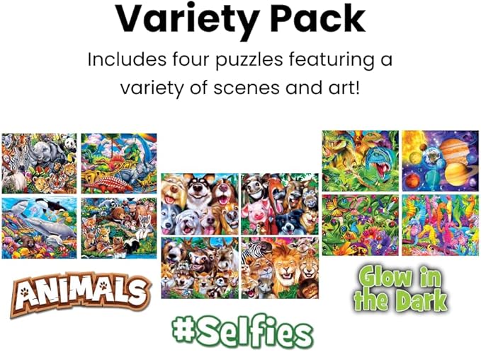 MasterPieces – Jigsaw Puzzle Set for Kids 6+ Years, 4-Pack of 100 Pieces, Educational and Fun Game, Frosty the Snowman Collection, Gift Idea for Children, 8" x 10"