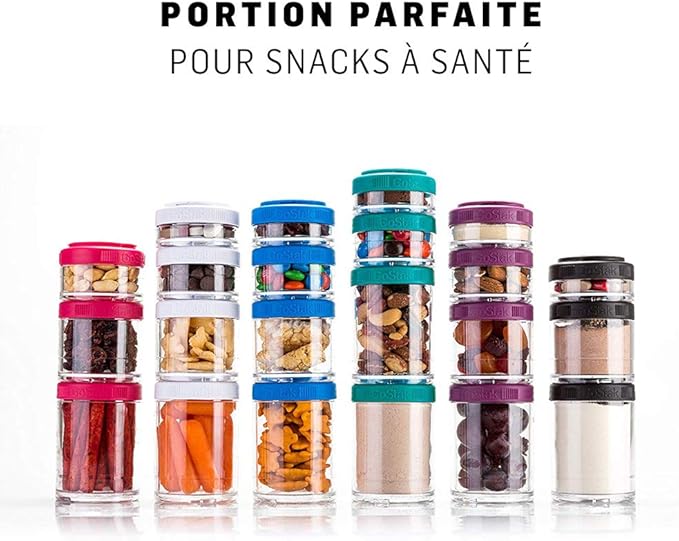 BlenderBottle GoStak Twist n' Lock Storage Jars, 40cc 4-Pak, Black