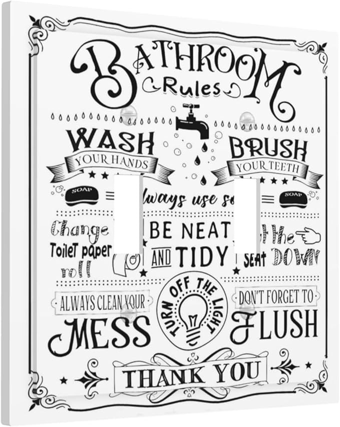 Bathroom Wash Inspirational Quote 2 Gang Double Toggle Outlet Light Switch Cover Wall Plate Electrical Faceplate Decorative Dual Device Switchplate
