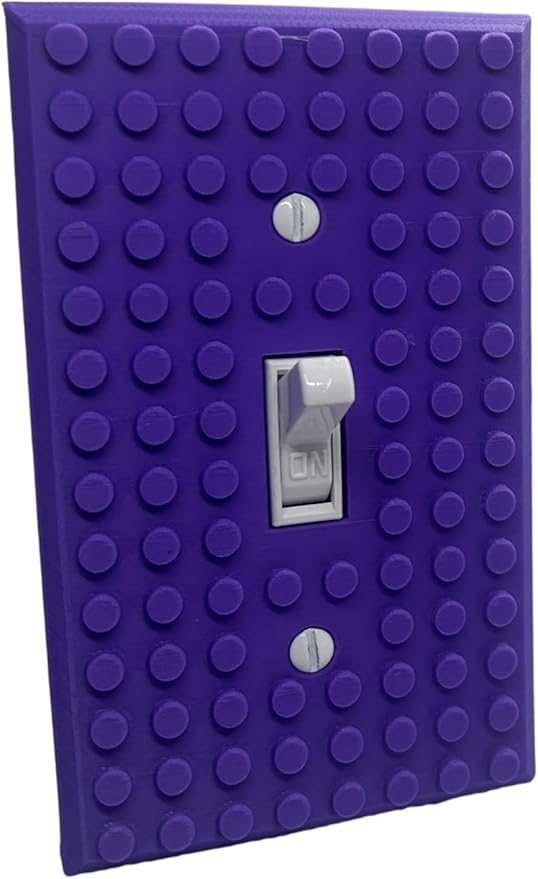 Brick Wall Plate, Single Toggle Light Switch Cover for Kids Bedroom, Game Room, 1-Gang (Purple)