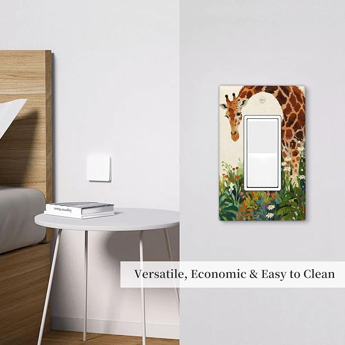 Giraffe Single Rocker Wall Plate Decorative 1 Gang Light Switch Covers Electrical Switchplate Home Decorate Faceplat for Bathroom Bedroom Kitchen Room 4.5 x 2.76 Inch