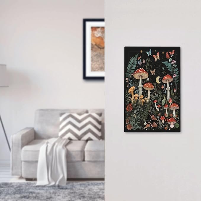 Cartoon Floral Mushroom forest Butterfly Flowers Light Switch Cover Plate 1 Gang Electrical Wall Plates Faceplate Decorative Switch Plate No Device Blank for Bedroom Kids Room Decor
