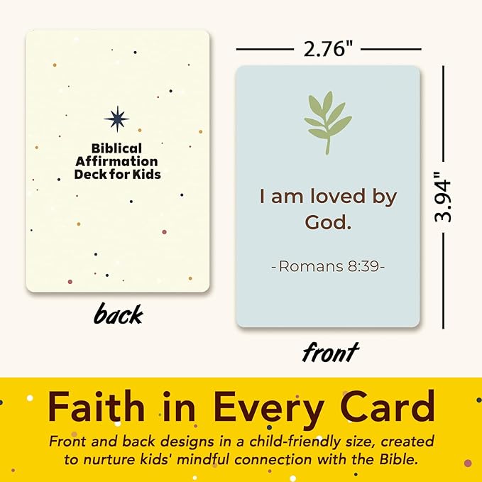 Biblical Affirmation Deck for Kids, 62 Bible Affirmation Cards for Kids, Biblical Truth Cards, Identity in Christ, Christian Easter Basket Stuffer for Children