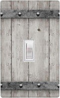 Rustic Cabin Wooden Texture 1-Gang Toggle Light Switch Plate, Gray Vintage Wood Wall Plate for Cabin, Lodge, Farmhouse & Bedroom