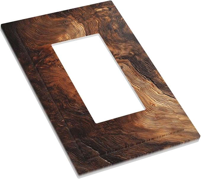 Natural Wood Grain Texture Old Tree Trunk Print Decorative Outlet Covers 1 Gang Single Rocker Light Switch Cover Plate Wall Plates GFCI Faceplate for Farmhouse Home Decor