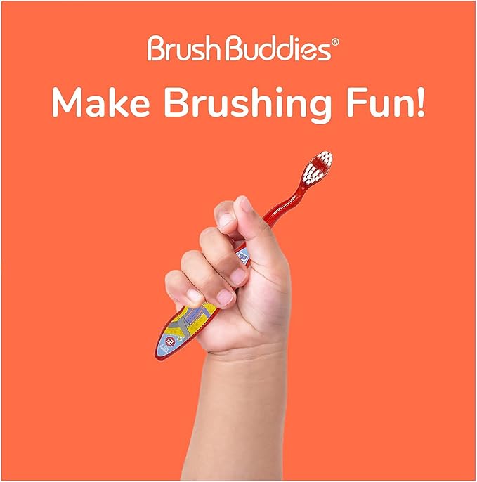 Brush Buddies Blippi Kids Toothbrushes Kit Manual Toothbrushes for Kids Toddlers 2+ Years Travel Toothbrush Kit with Cover Cup 3PC Soft Bristles Rounded Head Easy Grip Anti Slip Handle Oral Care Set