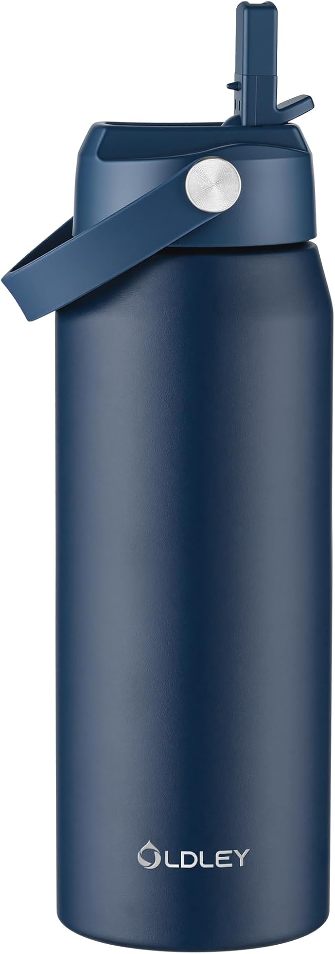 Oldley 24oz Insulated Water Bottle with Straw, Stainless Steel Water Bottle for Sports, Travel, School, BPA-Free Sports Bottles for Adult Kids, Leak-Proof, Navy Blue