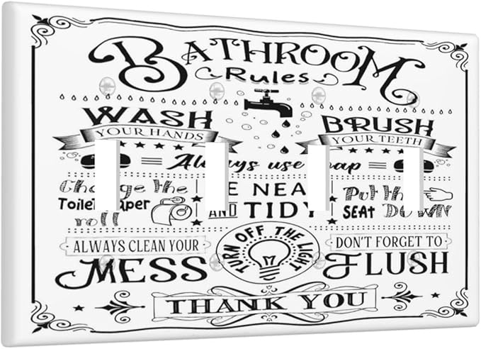 Bathroom Wash Inspirational Quote 4 Gang Quad Toggle Device Light Switch Cover Decorative Wall Plate Decorative Electrical Faceplate Outlet Cover