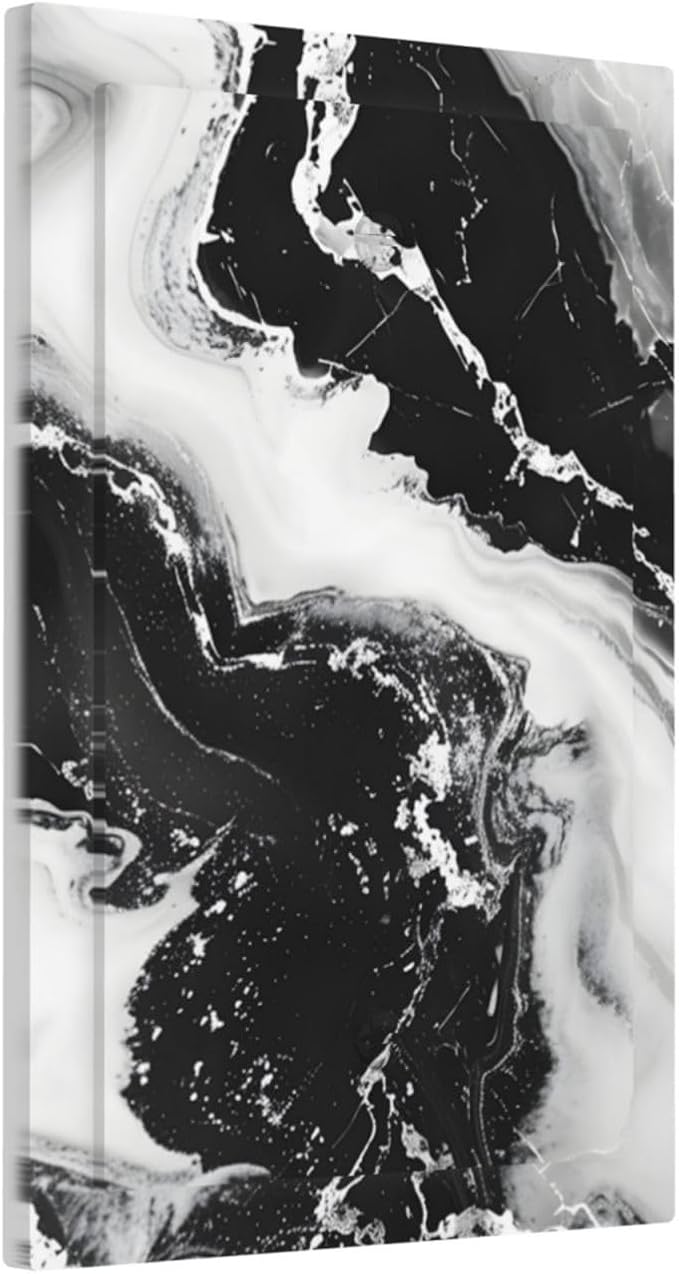 Ink Painting Marble Black White Abstract Luxurious Print Light Switch Cover Plate 1 Gang No Device Blank Electrical Wall Plates Faceplate Decorative Switch Plate Covers for Kitchen Office Decor